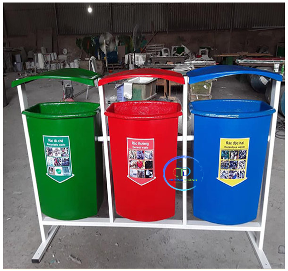 Thùng Rác Treo 3 Ngăn 80l x 3, Nhựa Composite